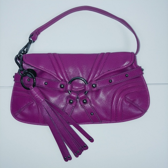 Like New Botkier Dark Magenta Deep Pink Studded Clutch Wristlet Hand Bag Purse - Picture 5 of 12